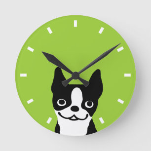 Horloge Ronde Cute Boston Terrier - Couleur personnalisable