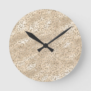 Horloge Ronde Cute brun Cheetah Leopard Motif d'impression