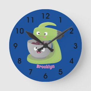 Horloge Ronde Cute cake mixer cuisine appareil dessin animé