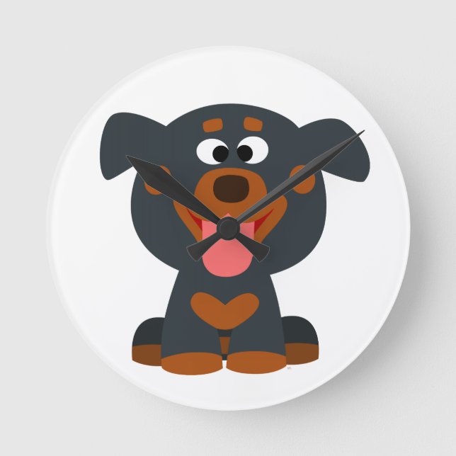 Horloge Ronde Cute Cartoon Baby Rottweiler Wall Clock (Recto)