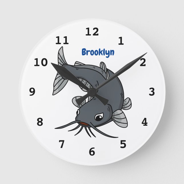 Horloge Ronde Cute catfish cartoon illustration (Recto)