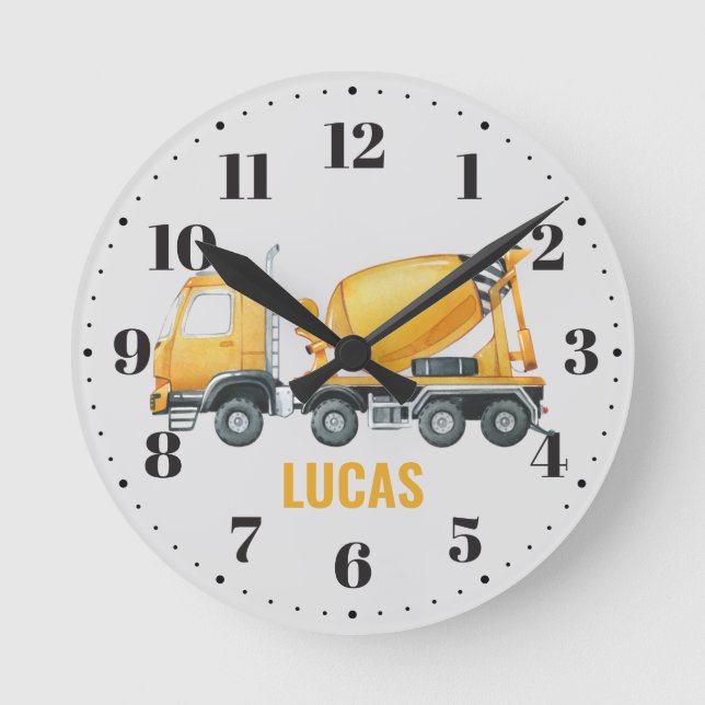 Horloge Ronde Cute Cement Truck Boys Chambre Nourriture Décor (Recto)