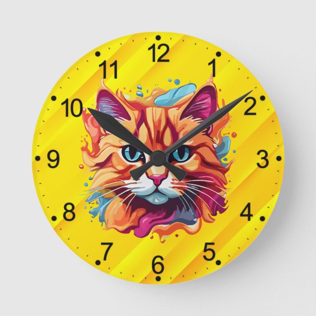 Horloge Ronde Cute Colorful Chat Face-87002 (Recto)