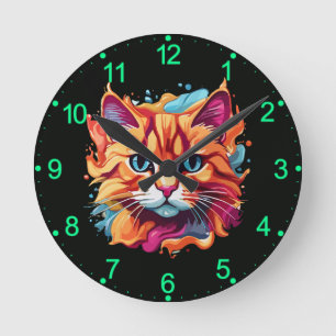 Horloge Ronde Cute Colorful Chat Face-87002
