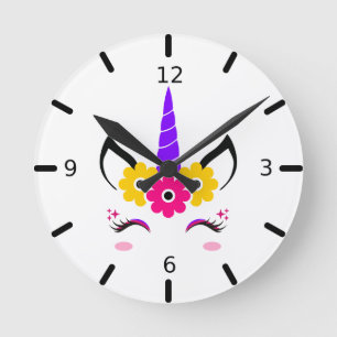Horloge Ronde Cute Colorful Magique Unicorne