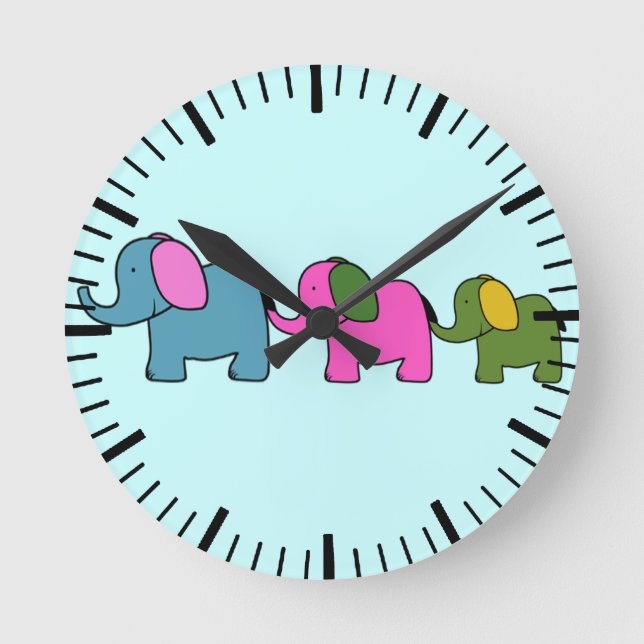 Horloge Ronde Cute colourful elephant cartoons good luck (Recto)