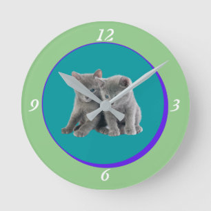 Horloge Ronde Cute Cuisinement Little Kittens Meilleurs amis