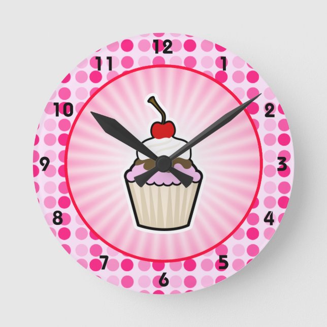 Horloge Ronde Cute Cupcake (Recto)