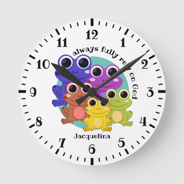 Horloge Ronde Cute Custom PLEINEMENT COMPTER SUR DIEU Christian  (Recto)