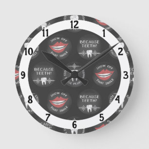 Horloge Ronde Cute Dentist Pattern