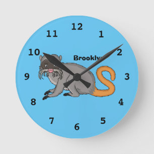 Horloge Ronde Cute Emperor Tamarin illustration