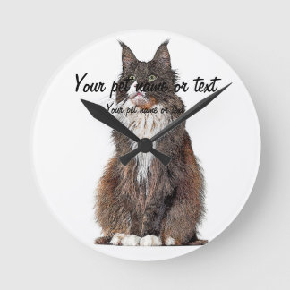 Horloge Ronde Cute et Cool, Maine Coon Cat