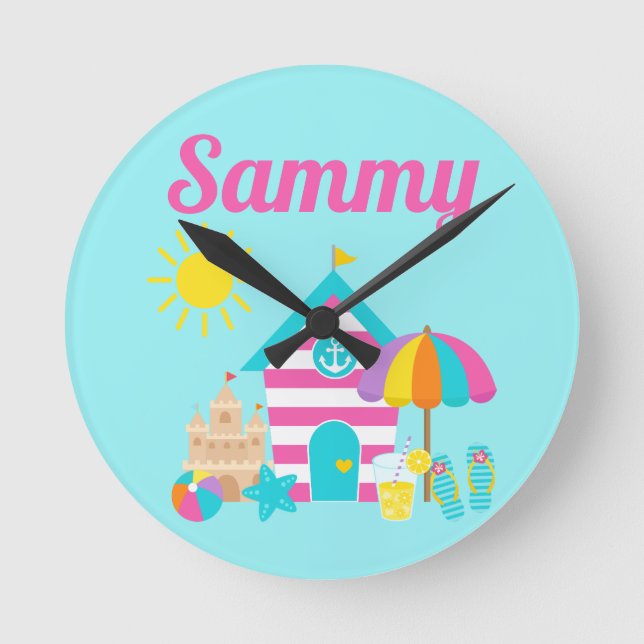 Horloge Ronde Cute Fun Kids Beach Summer (Recto)