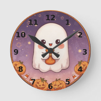 Horloge Ronde Cute Ghost Halloween Wall Clock