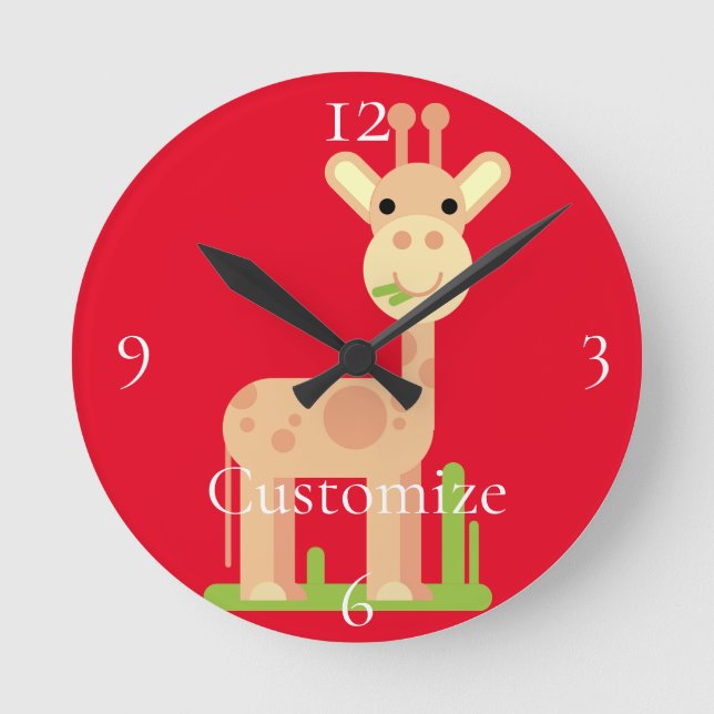 Horloge Ronde Cute Giraffe Munching Thunder_Cove (Recto)