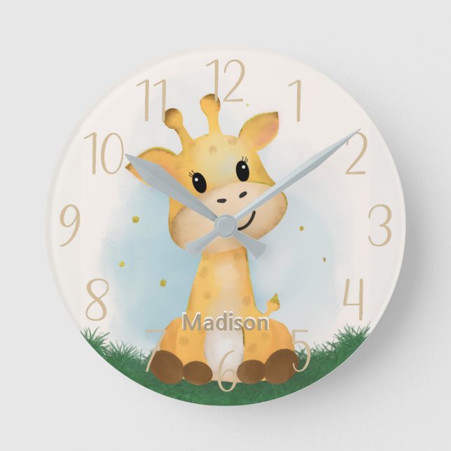 Horloge Ronde Cute Giraffe Personnalisée Genre Neutre  (Recto)