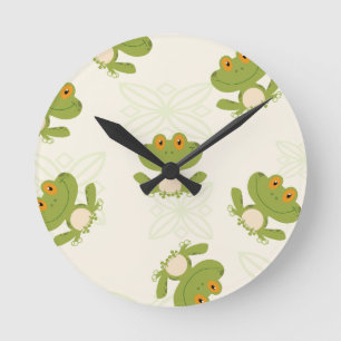 Horloge Ronde Cute Green Frog