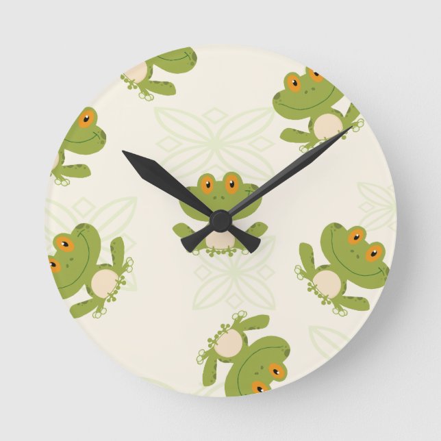 Horloge Ronde Cute Green Frog (Recto)
