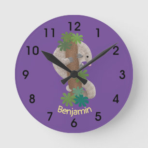 Horloge Ronde Cute happy pangolin anteater illustration