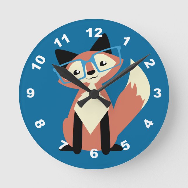 Horloge Ronde Cute Hipster Lunettes Fox (Recto)