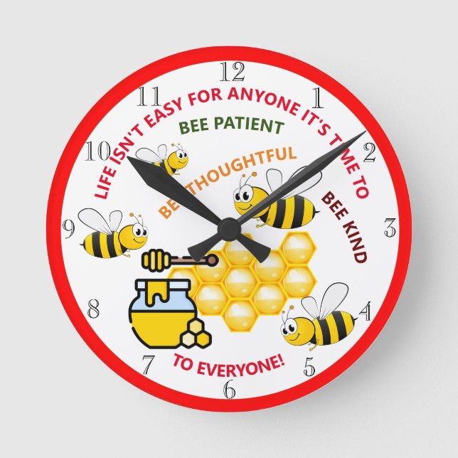 Horloge Ronde Cute Honey Bee (Recto)