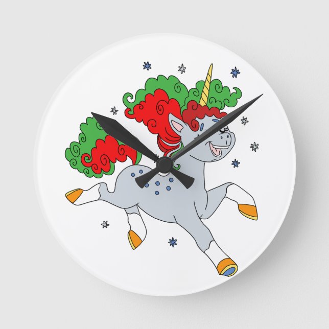 Horloge Ronde Cute jolly unicorn (Recto)