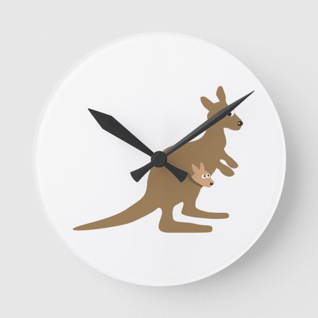 Horloge Ronde Cute Kangaroo et Joey (Recto)