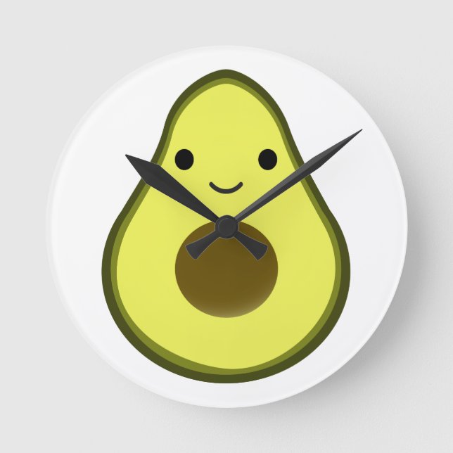 Horloge Ronde Cute Kawaii Avocado (Recto)