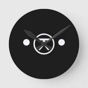 Horloge Ronde Cute Kuma Bear Kaomoji Emoticon japonais Texte Art