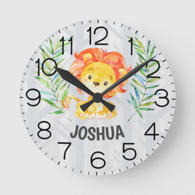 Horloge Ronde Cute Lion Baby Boy Nursery Jungle Safari (Recto)