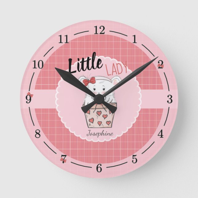 Horloge Ronde Cute Little Lady Hamster Pink (Recto)