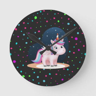 Horloge Ronde Cute Little Unicorn