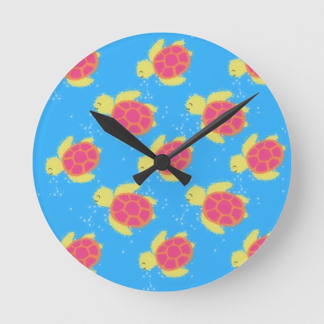 Horloge Ronde Cute Motif de tortue de mer (Recto)