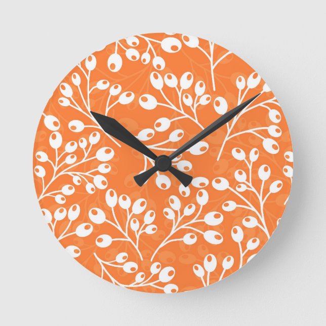 Horloge Ronde Cute orange et white autumn berries (Recto)