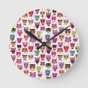 Horloge Ronde Cute owl background
