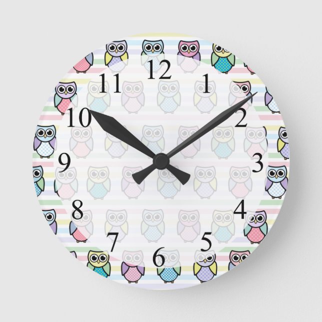 Horloge Ronde Cute Owl Motif (Recto)