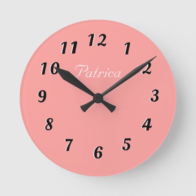 Horloge Ronde Cute Peach and White Personalized Wall Clock (Recto)