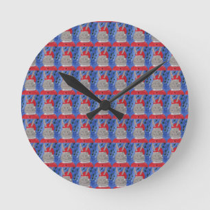 Horloge Ronde Cute Père Noël Bunny