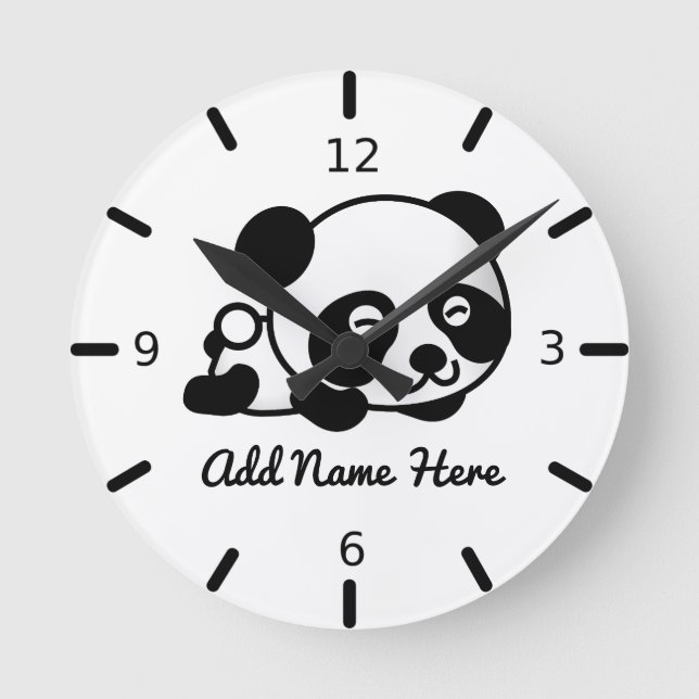 Horloge Ronde Cute Personnalized Panda Round Clock (Recto)