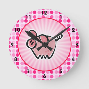 Horloge Ronde Cute Pig
