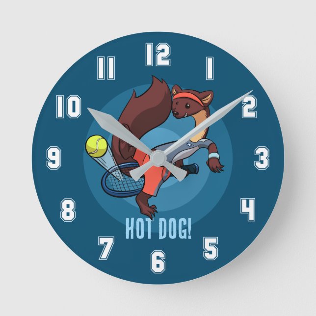 Horloge Ronde Cute Pine Marten Hot Dog Tennis Shot Dessin (Recto)