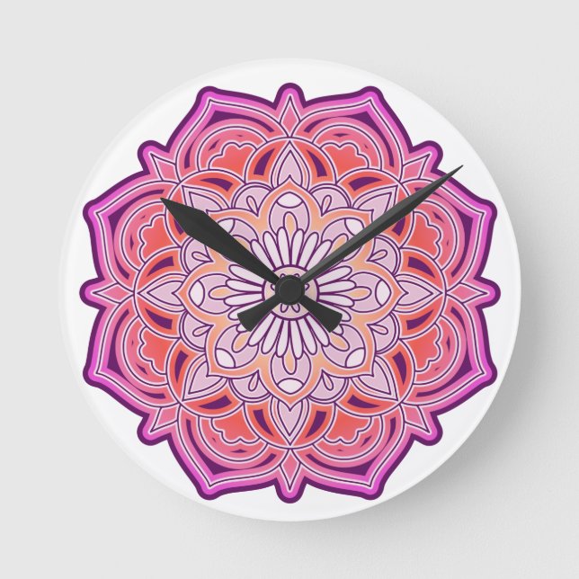 Horloge Ronde Cute Pink Mandala    (Recto)