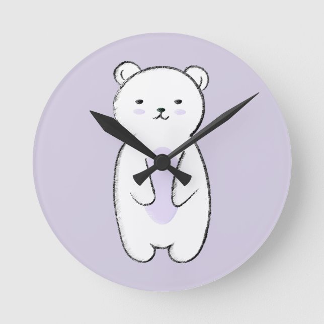 Horloge Ronde Cute Polar Bear Illustration (Recto)
