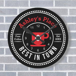 Horloge Ronde Cute Red Retro Coffee Cup