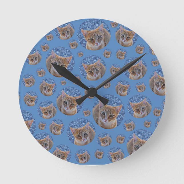 Horloge Ronde Cute rouge chaton - motif chat (Recto)
