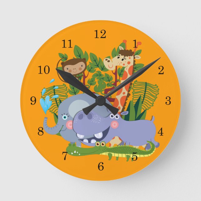 Horloge Ronde Cute Safari Animals (Recto)