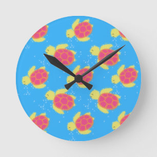 Horloge Ronde Cute Sea Turtle Pattern