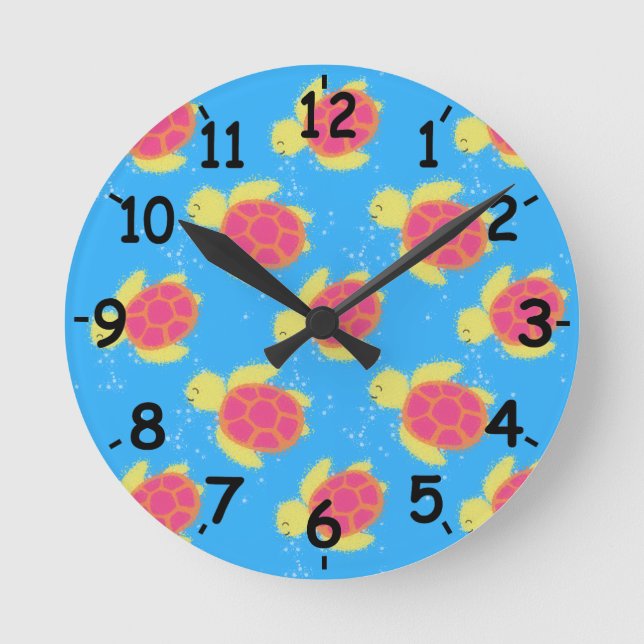 Horloge Ronde Cute Sea Turtle Pattern With Numbers (Recto)