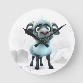 Horloge Ronde Cute Sheep Cozy Design