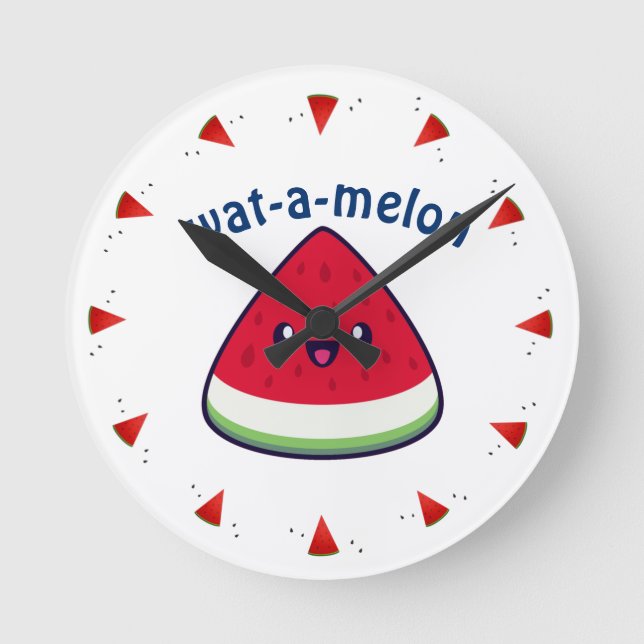 Horloge Ronde Cute Smiling Kawaii Watermelon (Recto)